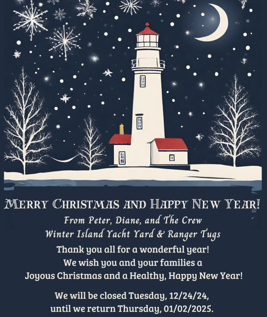 Merry Christmas 2024 from Peter, Diane, and The Crew at Winter Island Yacht Yard